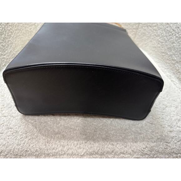 Vintage Cartier Black Brushed Leather Handbag with Gold & Silver Metal Handle - Picture 5 of 9